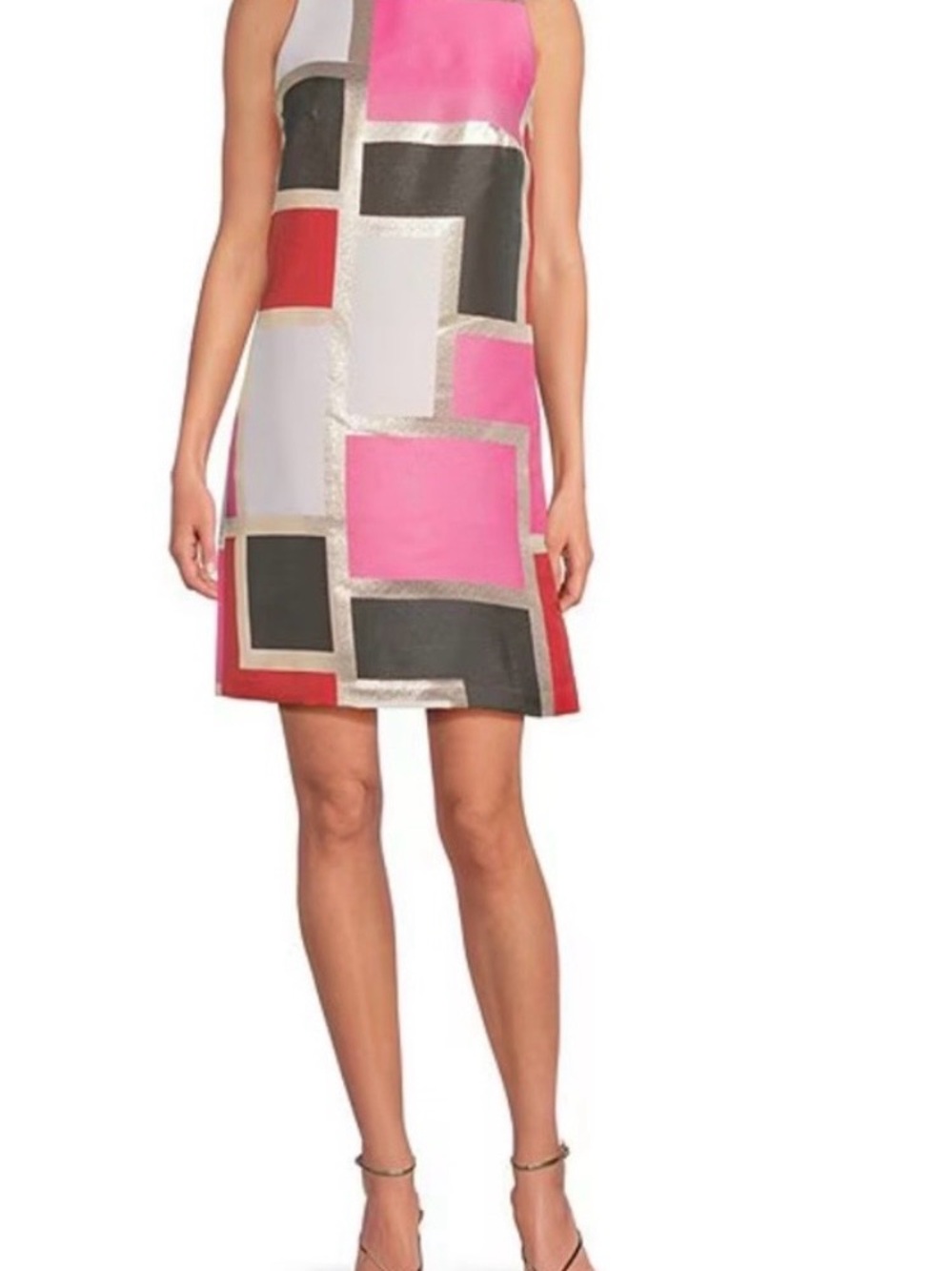 Trina Turk Pink Black White Colorblock Shift Dress